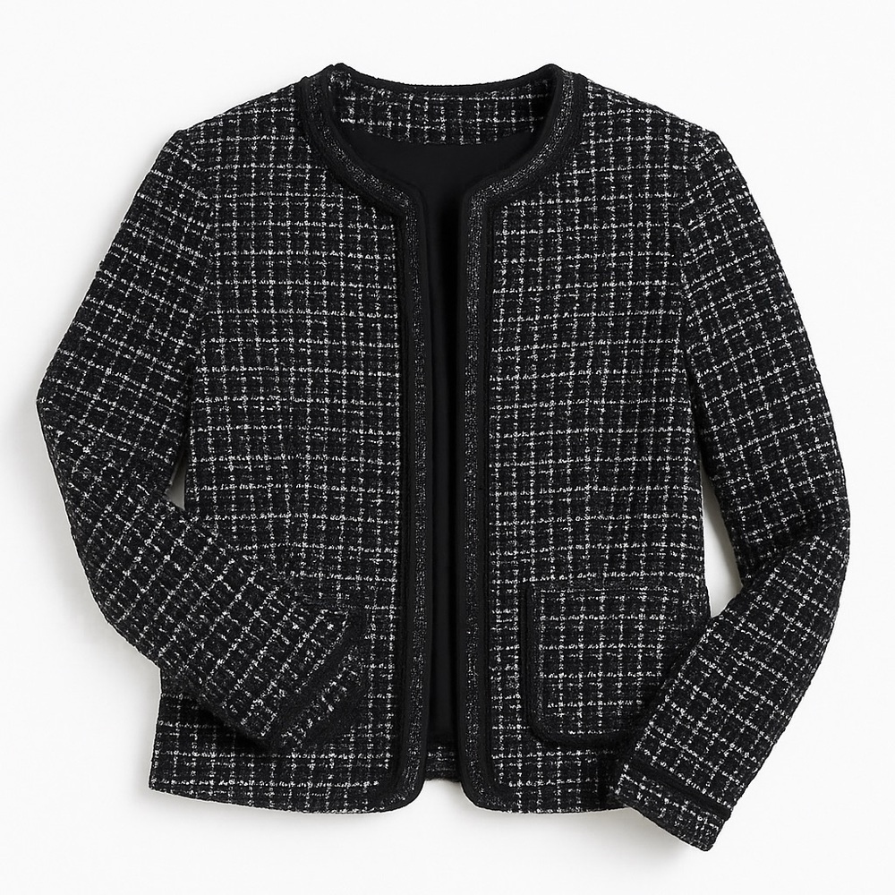 Ann Taylor Classic Black and White Checkered Blazer